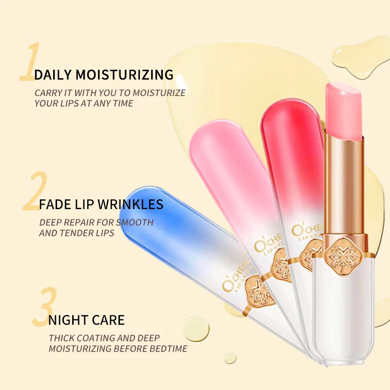 O'CHEAL Lip Glow Fruité – Baume à Lèvres Réactif à la Température | Hydratation Intense & Couleur Naturelle Longue Durée