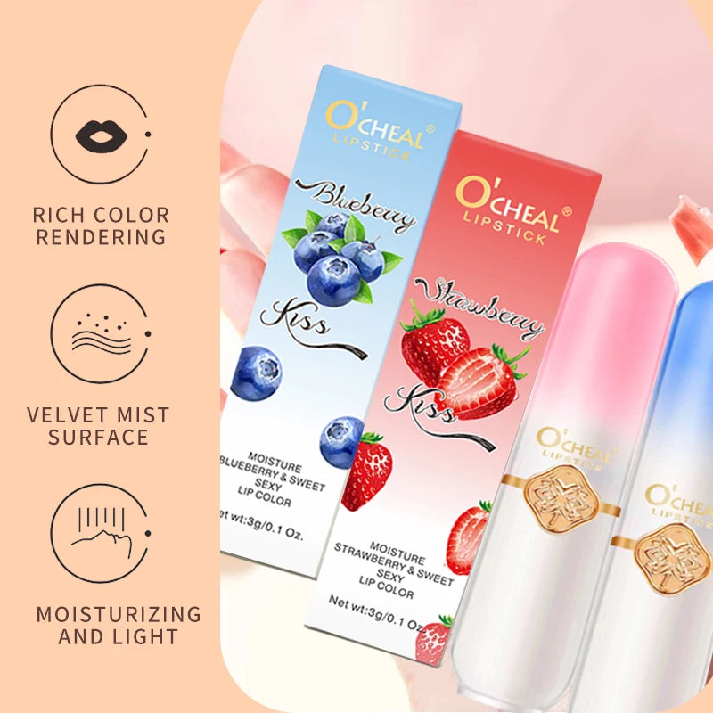 O'CHEAL Lip Glow Fruité – Baume à Lèvres Réactif à la Température | Hydratation Intense & Couleur Naturelle Longue Durée