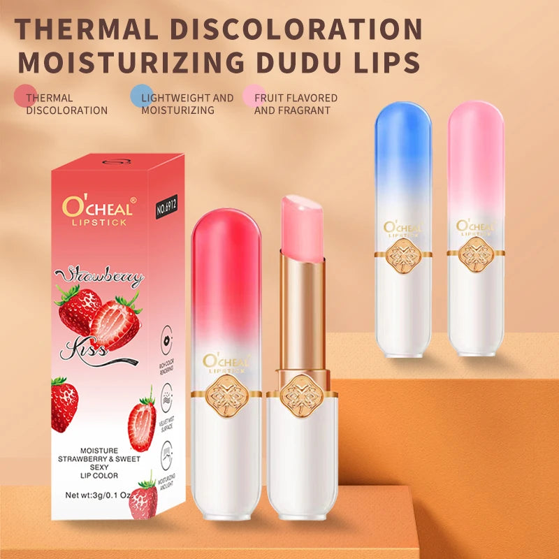 O'CHEAL Lip Glow Fruité – Baume à Lèvres Réactif à la Température | Hydratation Intense & Couleur Naturelle Longue Durée
