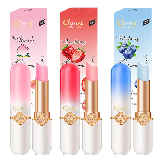 O'CHEAL Lip Glow Fruité – Baume à Lèvres Réactif à la Température | Hydratation Intense & Couleur Naturelle Longue Durée